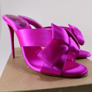Christian Louboutin 39.5 Matricia 100mm Holly Pink Barbie Bow Sandals Heels E643